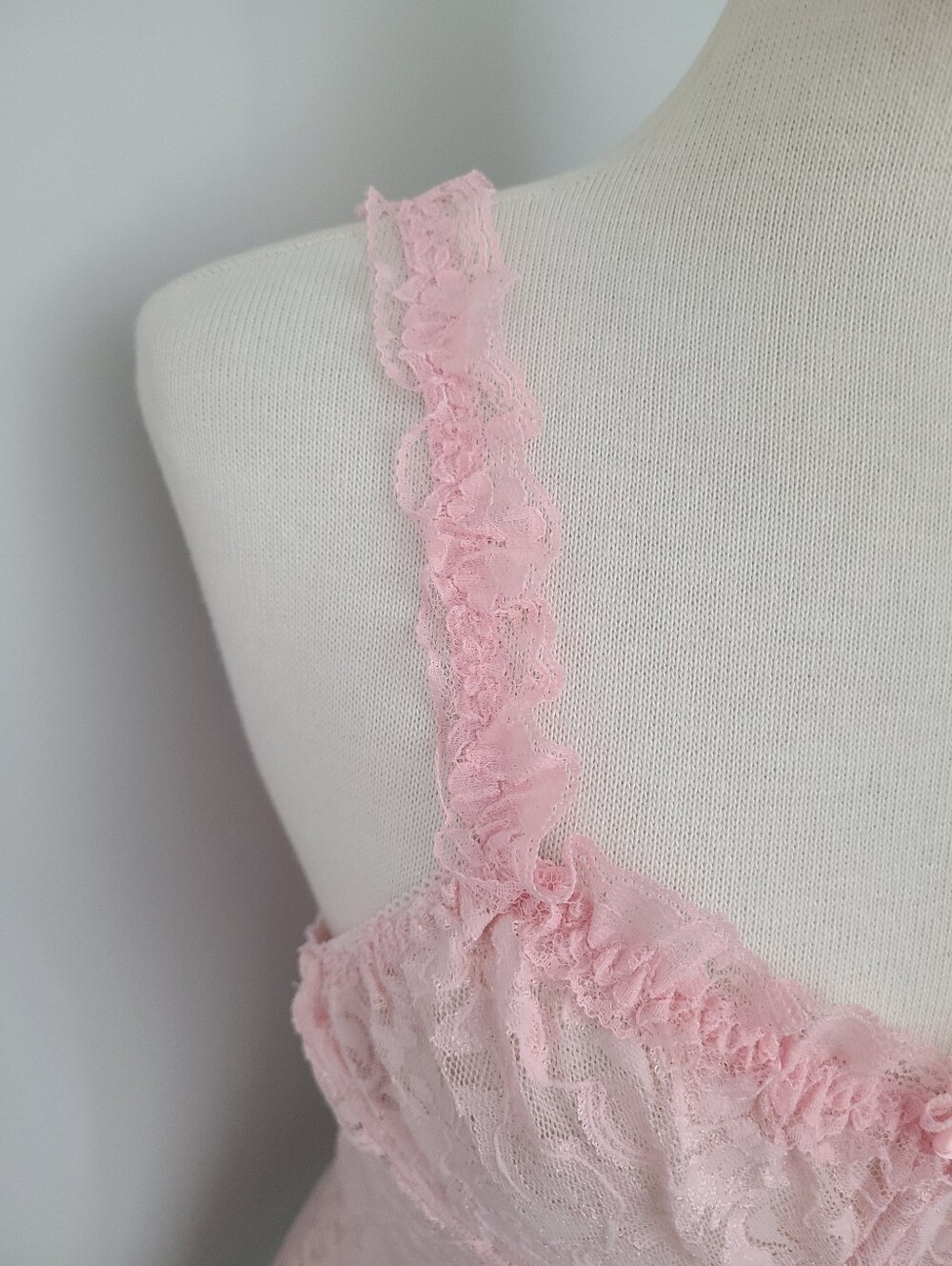 VTG Cinema Etoile Pink Lace Cami Tank Top S Coquette Y2K Ruffle Rosette Fairy - Picture 3 of 9